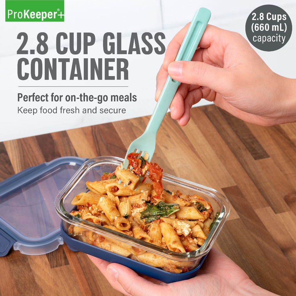 Meal Prep Glass Containers With Lids - 2.8 Cup Glass Food Storage Container
