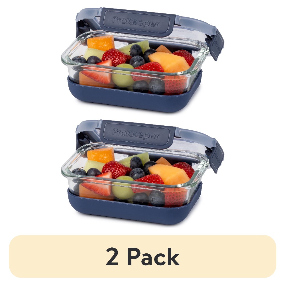 Meal Prep Glass Containers With Lids - 2 Pack 1.6 Cup Glass Food