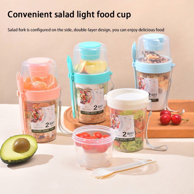 Meal Prep Oatmeal Jars - Portable Breakfast Salad Cup With Lid