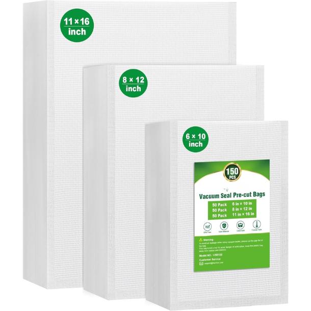 Meal Prep Bulking - 150Pcs Vacuum Sealer Bags Pre-Cut Commercial