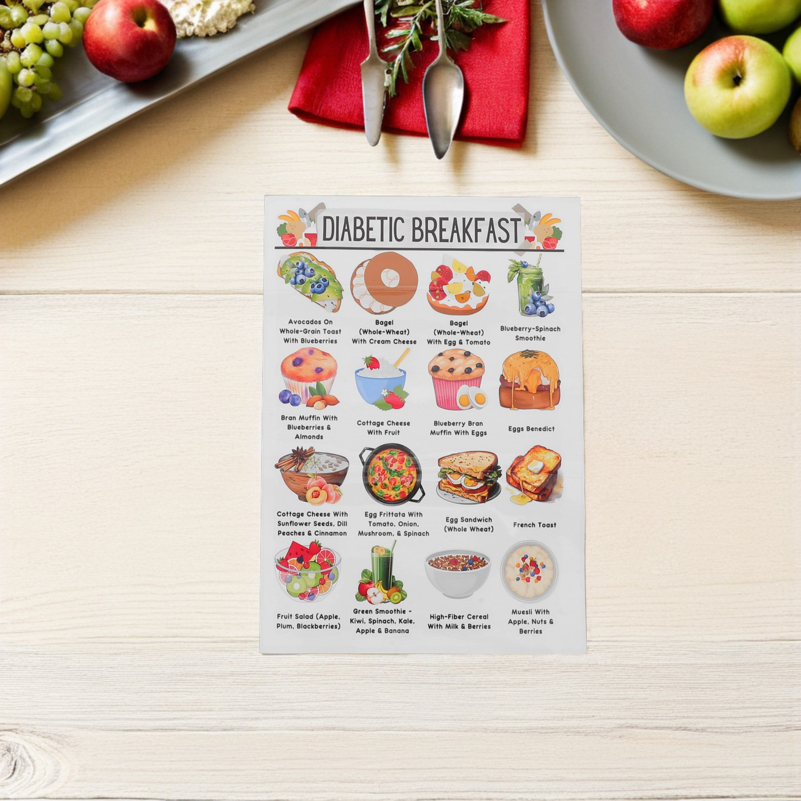 Meal Prep Diet - 3Pcs Diabetic Grocery Chart Print Set