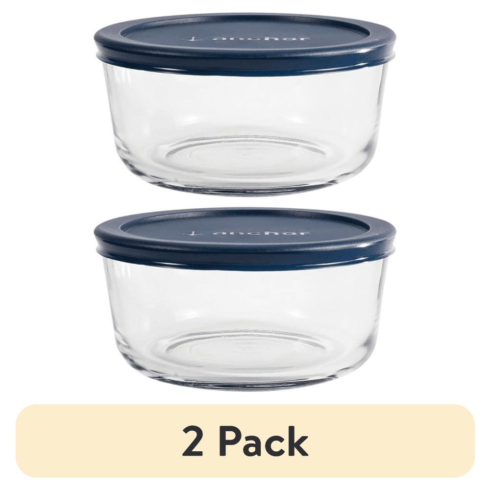 Meal Prep Glass Containers With Lids - 2 Pack Round Glass Food Storage