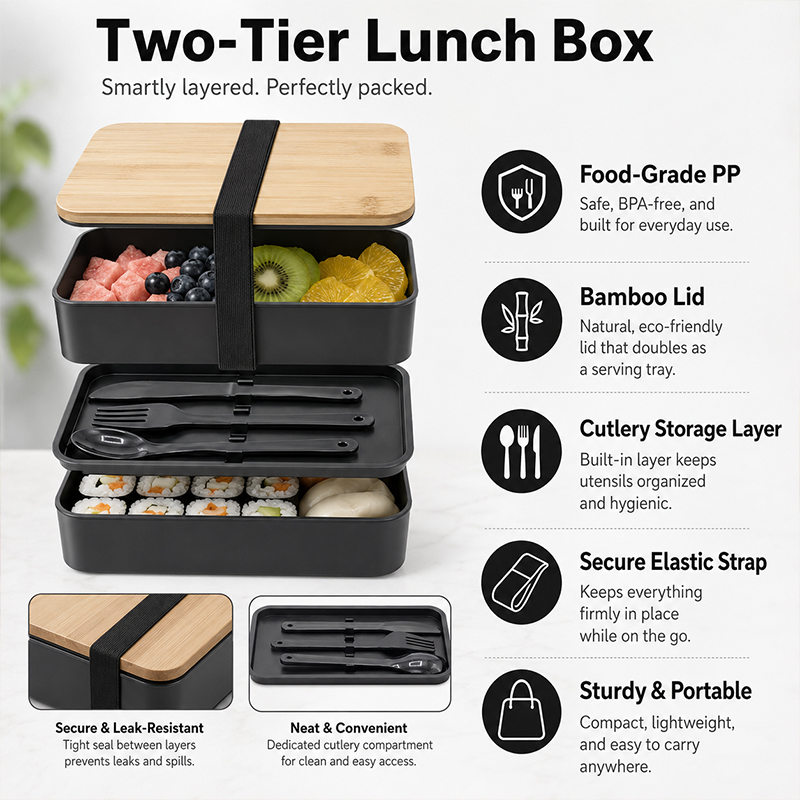 Japanese Double Layer Bento Lu - огляд і ціна Meal Prep Japanese Food