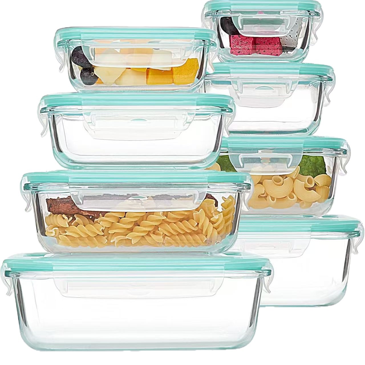 8-Piece Glass Lunch & Storage  - огляд і ціна Meal Prep Glass Containers With Lids