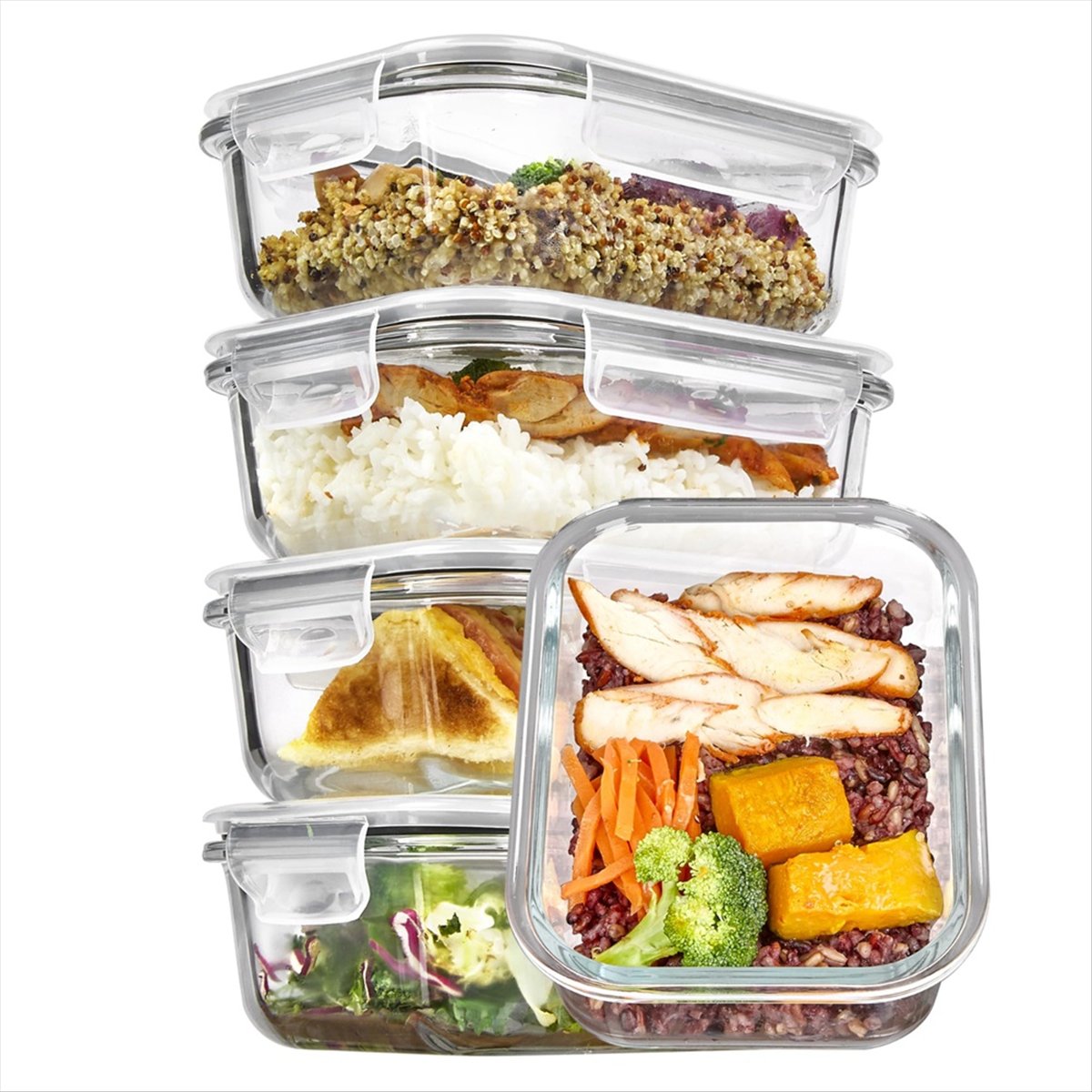 (ESTR) 5Pack 22oz Glass Storag - огляд і ціна Meal Prep Glass Containers With Lids