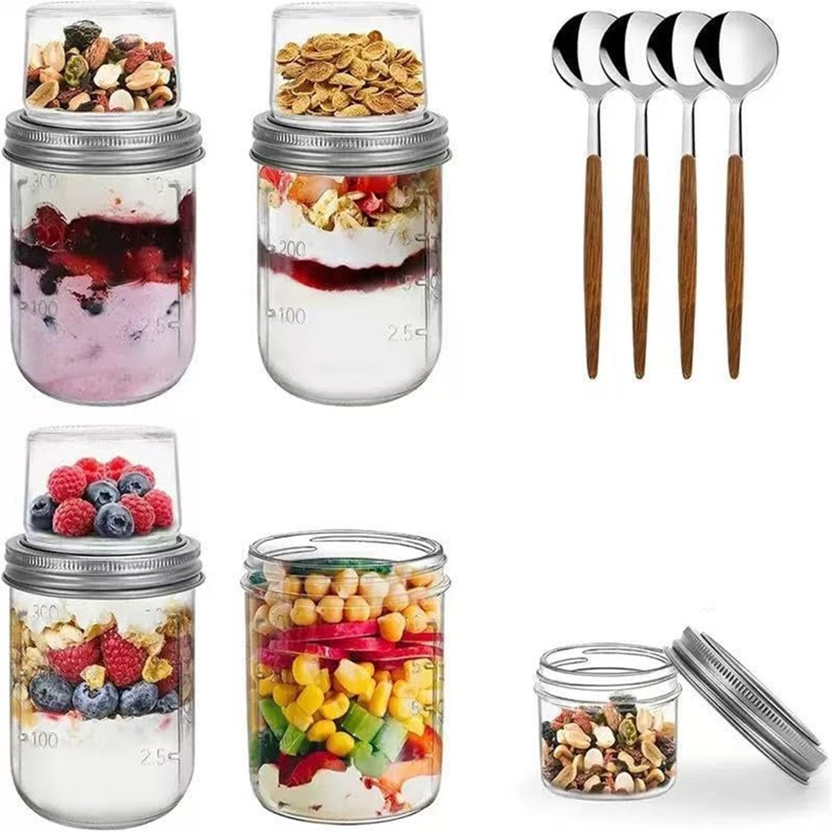 BAAE Overnight Oats Containers - огляд і ціна Meal Prep Glass Containers With Lids
