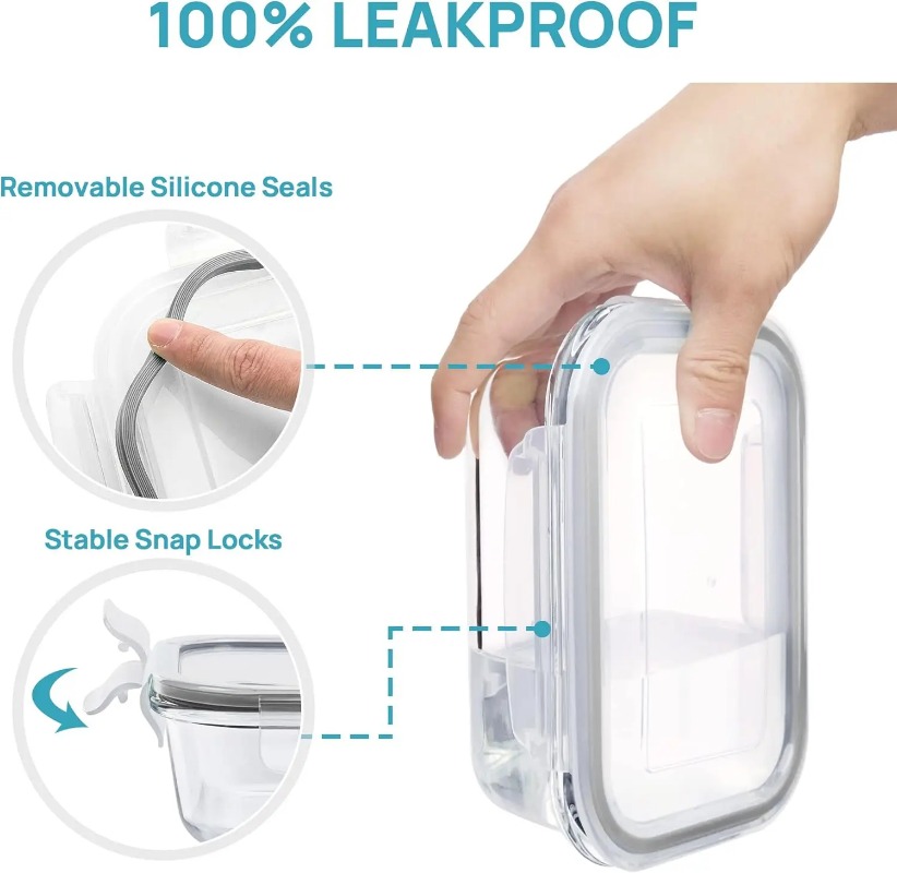 Glass Food Storage Containers  - огляд і ціна Meal Prep Glass Containers With Lids